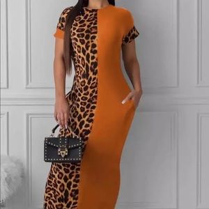 Long half leopard dress.
